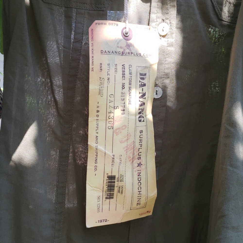 Da-Nang S Button Khaki Shirt Nwt - Picture 3 of 6